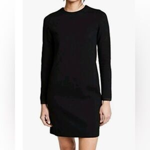 James Perse Classic Scuba TShirt Dress Woman Black Full Back Zipper Sz 1 /Small